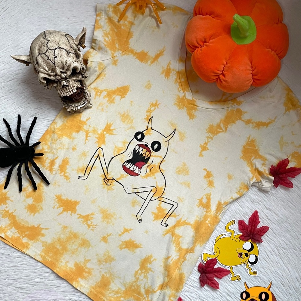Adventure time scary Jake the Dog hand painted tie dye v neck tee - Picture 5 of 17